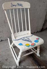 MaxSold Auction: Antique Rocking Chair painted in the style of Georgia O'Keefe - Barrie (Ontario, Canada) SELLER MANAGED Reseller Online Auction - Innisfil Street (STORAGE)