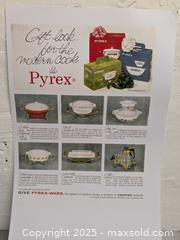 MaxSold Auction: "Gift Look for the Modern Cook is Pyrex" - Vintage Pyrex Advertising Ad  - Barrie (Ontario, Canada) SELLER MANAGED Reseller Online Auction - Innisfil Street (STORAGE)