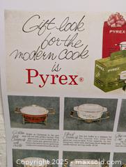 MaxSold Auction: "Gift Look for the Modern Cook is Pyrex" - Vintage Pyrex Advertising Ad  - Barrie (Ontario, Canada) SELLER MANAGED Reseller Online Auction - Innisfil Street (STORAGE)