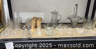 MaxSold Auction: Assorted Lot of 36 Etched Glass Pieces - Warwick (Rhode Island, USA) SELLER MANAGED Reseller Online Auction - Warwick Avenue