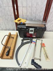 MaxSold Auction: Coping Saw with Wooden Miter Box, Case and Replacement Blades - Warwick (Rhode Island, USA) SELLER MANAGED Reseller Online Auction - Warwick Avenue
