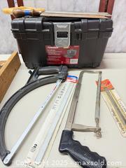 MaxSold Auction: Coping Saw with Wooden Miter Box, Case and Replacement Blades - Warwick (Rhode Island, USA) SELLER MANAGED Reseller Online Auction - Warwick Avenue
