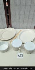 MaxSold Auction: Cream Ceramic Stoneware Bakeware &#38; Serving Set, 5 Pieces - Warwick (Rhode Island, USA) SELLER MANAGED Reseller Online Auction - Warwick Avenue