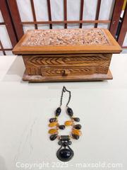 MaxSold Auction: Hand-Carved Wooden Decorative Jewelry Box, Medium Brown - Warwick (Rhode Island, USA) SELLER MANAGED Reseller Online Auction - Warwick Avenue