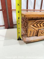 MaxSold Auction: Hand-Carved Wooden Decorative Jewelry Box, Medium Brown - Warwick (Rhode Island, USA) SELLER MANAGED Reseller Online Auction - Warwick Avenue