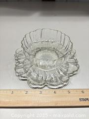 MaxSold Auction: Hazel Atlas Clear Glass Apple-Shaped and Peony Serving Dishes, Set of 6 - Warwick (Rhode Island, USA) SELLER MANAGED Reseller Online Auction - Warwick Avenue