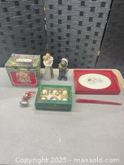MaxSold Auction: Holiday Mixed Lot - Tray, Ornaments, Figurines, Tin &#38; Candle - Warwick (Rhode Island, USA) SELLER MANAGED Reseller Online Auction - Warwick Avenue