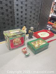 MaxSold Auction: Holiday Mixed Lot - Tray, Ornaments, Figurines, Tin &#38; Candle - Warwick (Rhode Island, USA) SELLER MANAGED Reseller Online Auction - Warwick Avenue