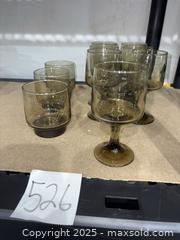 MaxSold Auction: Libbey Smoky Amber Glass Goblets &#38; Lowball Tumblers, Set of 10 - Warwick (Rhode Island, USA) SELLER MANAGED Reseller Online Auction - Warwick Avenue