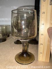 MaxSold Auction: Libbey Smoky Amber Glass Goblets &#38; Lowball Tumblers, Set of 10 - Warwick (Rhode Island, USA) SELLER MANAGED Reseller Online Auction - Warwick Avenue