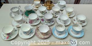MaxSold Auction: Lot of 18 Teacup &#38; Saucer Sets, Porcelain/Bone China - Warwick (Rhode Island, USA) SELLER MANAGED Reseller Online Auction - Warwick Avenue