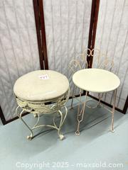MaxSold Auction: Lot of 2 Cream Vintage Wrought Iron Vanity Stools - Warwick (Rhode Island, USA) SELLER MANAGED Reseller Online Auction - Warwick Avenue