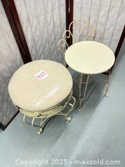 MaxSold Auction: Lot of 2 Cream Vintage Wrought Iron Vanity Stools - Warwick (Rhode Island, USA) SELLER MANAGED Reseller Online Auction - Warwick Avenue
