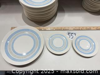MaxSold Auction: MCM Homer Laughlin White Dinner, Salad &#38; Saucer Set with Blue Rings - Warwick (Rhode Island, USA) SELLER MANAGED Reseller Online Auction - Warwick Avenue