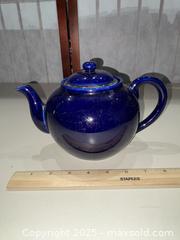 MaxSold Auction: Mixed Cobalt Blue Glassware Set: Teapot, Tray, Vases &#38; Tumblers - Warwick (Rhode Island, USA) SELLER MANAGED Reseller Online Auction - Warwick Avenue