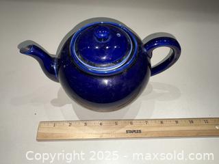MaxSold Auction: Mixed Cobalt Blue Glassware Set: Teapot, Tray, Vases &#38; Tumblers - Warwick (Rhode Island, USA) SELLER MANAGED Reseller Online Auction - Warwick Avenue