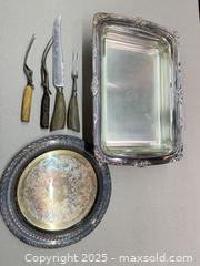 MaxSold Auction: Ornate 7-Piece Serving Set: Dish, Tray &#38; Utensils - Warwick (Rhode Island, USA) SELLER MANAGED Reseller Online Auction - Warwick Avenue