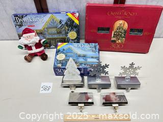 MaxSold Auction: Plush Santa with Light Curtain/String Light Sets, Stocking Holders - Warwick (Rhode Island, USA) SELLER MANAGED Reseller Online Auction - Warwick Avenue