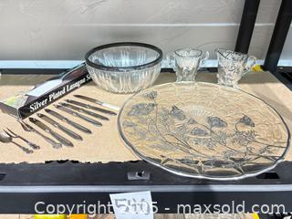 MaxSold Auction: Silver City Flanders Poppy Sterling Silver/Glass Platter, Sterling flatware - Warwick (Rhode Island, USA) SELLER MANAGED Reseller Online Auction - Warwick Avenue