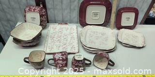 MaxSold Auction: Temptations Floral Lace 15-Piece Glazed Ceramic Serving Set - Warwick (Rhode Island, USA) SELLER MANAGED Reseller Online Auction - Warwick Avenue