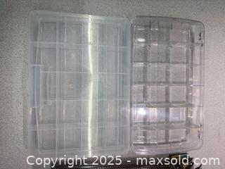 MaxSold Auction: Tin Board with Brown Wood Frame, Plastic Containers  - Warwick (Rhode Island, USA) SELLER MANAGED Reseller Online Auction - Warwick Avenue