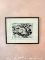 MaxSold Auction: TSCHACBASOV, NAHUM (Russian-American, 1899-1984) - “Flying Fish” original etching - Toronto (Ontario, Canada) PARTNER MANAGED Estate Sale Online Auction - Esandar Drive (STORAGE)