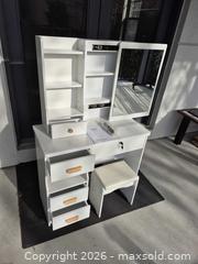 MaxSold Auction: "Crazy Elf Vanity Table " with bench. New - Vaughan (Ontario, Canada) SELLER MANAGED Commercial Liquidation Online Auction - Nashville Road