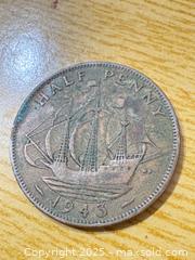 MaxSold Auction: 1943 United Kingdom Half Penny (George VI) - Maple Ridge (British Columbia, Canada) PARTNER MANAGED Estate Sale Online Auction - Blanshard Street (STORAGE)