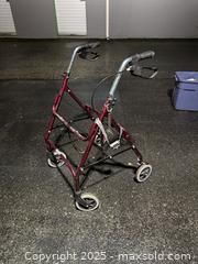 MaxSold Auction: 4-Wheel Rollator Walker Metallic Burgundy with Loop Brakes - Maple Ridge (British Columbia, Canada) PARTNER MANAGED Estate Sale Online Auction - Blanshard Street (STORAGE)