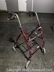 MaxSold Auction: 4-Wheel Rollator Walker Metallic Burgundy with Loop Brakes - Maple Ridge (British Columbia, Canada) PARTNER MANAGED Estate Sale Online Auction - Blanshard Street (STORAGE)