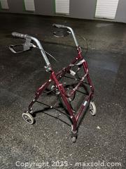 MaxSold Auction: 4-Wheel Rollator Walker Metallic Burgundy with Loop Brakes - Maple Ridge (British Columbia, Canada) PARTNER MANAGED Estate Sale Online Auction - Blanshard Street (STORAGE)