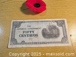MaxSold Auction: 50 Centavos WW2 Japanese Government (Philippine Occupation) Banknote - Maple Ridge (British Columbia, Canada) PARTNER MANAGED Estate Sale Online Auction - Blanshard Street (STORAGE)