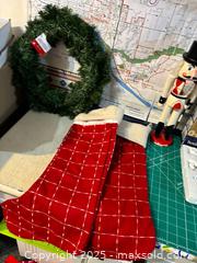 MaxSold Auction: Assorted Christmas Decorations Lot with Stockings, Wreath - Maple Ridge (British Columbia, Canada) PARTNER MANAGED Estate Sale Online Auction - Blanshard Street (STORAGE)