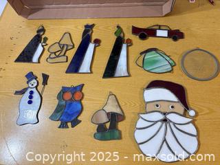 MaxSold Auction: Assorted Stained Glass Santa Clause Suncatchers & Hanging Ornaments — 11 pcs - Maple Ridge (British Columbia, Canada) PARTNER MANAGED Estate Sale Online Auction - Blanshard Street (STORAGE)