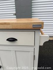 MaxSold Auction: Butcher Block Kitchen Island / Butcher Block Cart with Storage - Maple Ridge (British Columbia, Canada) PARTNER MANAGED Estate Sale Online Auction - Blanshard Street (STORAGE)