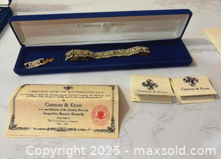 MaxSold Auction: Camrose & Kross Two-Tone Floral Link Bracelet, Approx. 7 in - Maple Ridge (British Columbia, Canada) PARTNER MANAGED Estate Sale Online Auction - Blanshard Street (STORAGE)