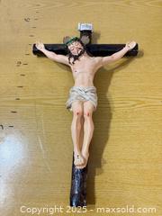 MaxSold Auction: Catholic Wall Crucifix with Jesus Corpus, ~15 in, INRI - Maple Ridge (British Columbia, Canada) PARTNER MANAGED Estate Sale Online Auction - Blanshard Street (STORAGE)