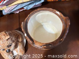 MaxSold Auction: Ceramic Novelty Cookie Jar — Cat in Barrel with 'COOKIES' Plaque - Maple Ridge (British Columbia, Canada) PARTNER MANAGED Estate Sale Online Auction - Blanshard Street (STORAGE)