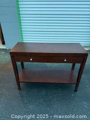 MaxSold Auction: Console/Sofa/Entry Table with Lower Shelf, Dark Brown - Maple Ridge (British Columbia, Canada) PARTNER MANAGED Estate Sale Online Auction - Blanshard Street (STORAGE)