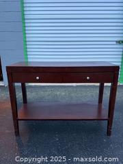 MaxSold Auction: Console/Sofa/Entry Table with Lower Shelf, Dark Brown - Maple Ridge (British Columbia, Canada) PARTNER MANAGED Estate Sale Online Auction - Blanshard Street (STORAGE)