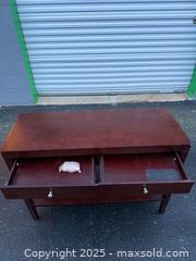 MaxSold Auction: Console/Sofa/Entry Table with Lower Shelf, Dark Brown - Maple Ridge (British Columbia, Canada) PARTNER MANAGED Estate Sale Online Auction - Blanshard Street (STORAGE)