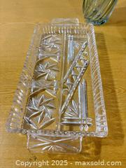 MaxSold Auction: Cut Glass Divided Serving Tray with Starburst Pattern - Maple Ridge (British Columbia, Canada) PARTNER MANAGED Estate Sale Online Auction - Blanshard Street (STORAGE)
