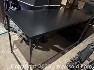 MaxSold Auction: Desk with Attached Shelving/Hutch, Black Matte Wood-Grain Top - Maple Ridge (British Columbia, Canada) PARTNER MANAGED Estate Sale Online Auction - Blanshard Street (STORAGE)
