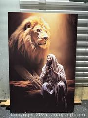 MaxSold Auction: Figurative Religious Canvas: Robed Man & Lion, 30 x 40 in - Maple Ridge (British Columbia, Canada) PARTNER MANAGED Estate Sale Online Auction - Blanshard Street (STORAGE)