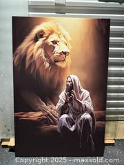 MaxSold Auction: Figurative Religious Canvas: Robed Man & Lion, 30 x 40 in - Maple Ridge (British Columbia, Canada) PARTNER MANAGED Estate Sale Online Auction - Blanshard Street (STORAGE)