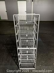 MaxSold Auction: Freestanding White Wire Basket Storage Rack, 8 Baskets - Maple Ridge (British Columbia, Canada) PARTNER MANAGED Estate Sale Online Auction - Blanshard Street (STORAGE)