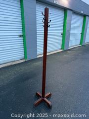 MaxSold Auction: Freestanding Wood Hall Tree Coat & Hat Rack, ~60–70 in - Maple Ridge (British Columbia, Canada) PARTNER MANAGED Estate Sale Online Auction - Blanshard Street (STORAGE)