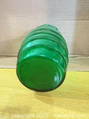 MaxSold Auction: Green Ribbed Glass Vase with Ruffled Rim, ~9–10 in - Maple Ridge (British Columbia, Canada) PARTNER MANAGED Estate Sale Online Auction - Blanshard Street (STORAGE)