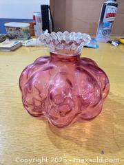 MaxSold Auction: Handblown Ribbed Glass Vase with Crimped Collar, Mid-Century Style - Maple Ridge (British Columbia, Canada) PARTNER MANAGED Estate Sale Online Auction - Blanshard Street (STORAGE)