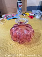 MaxSold Auction: Handblown Ribbed Glass Vase with Crimped Collar, Mid-Century Style - Maple Ridge (British Columbia, Canada) PARTNER MANAGED Estate Sale Online Auction - Blanshard Street (STORAGE)